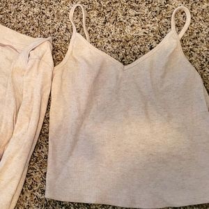 Cropped tank with cardigan